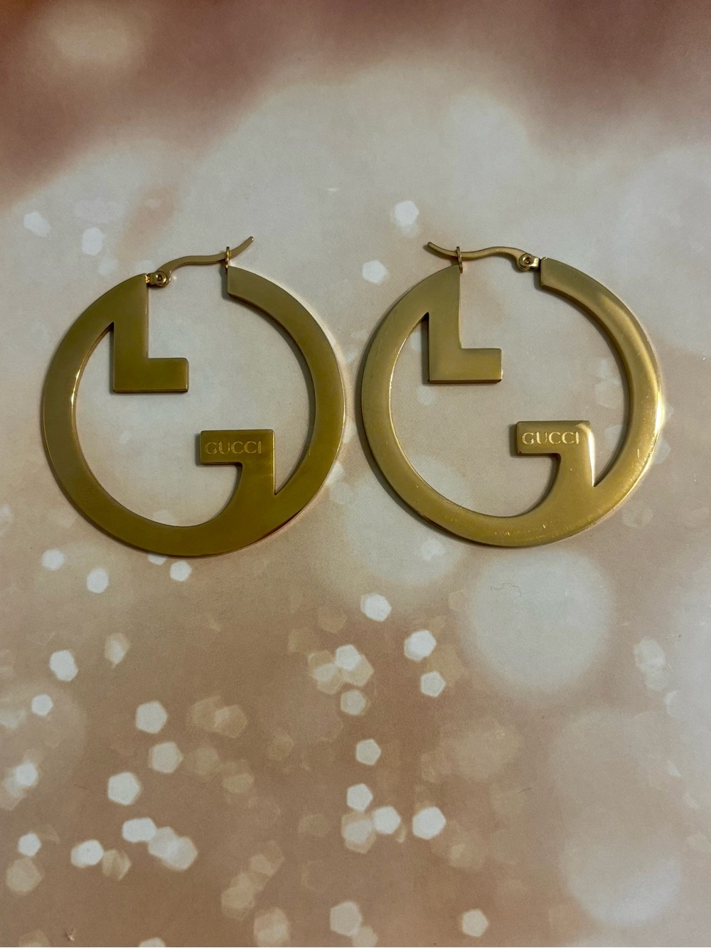 Fashion Jewelry Gold Hoop Earrings with Cutout G Motif